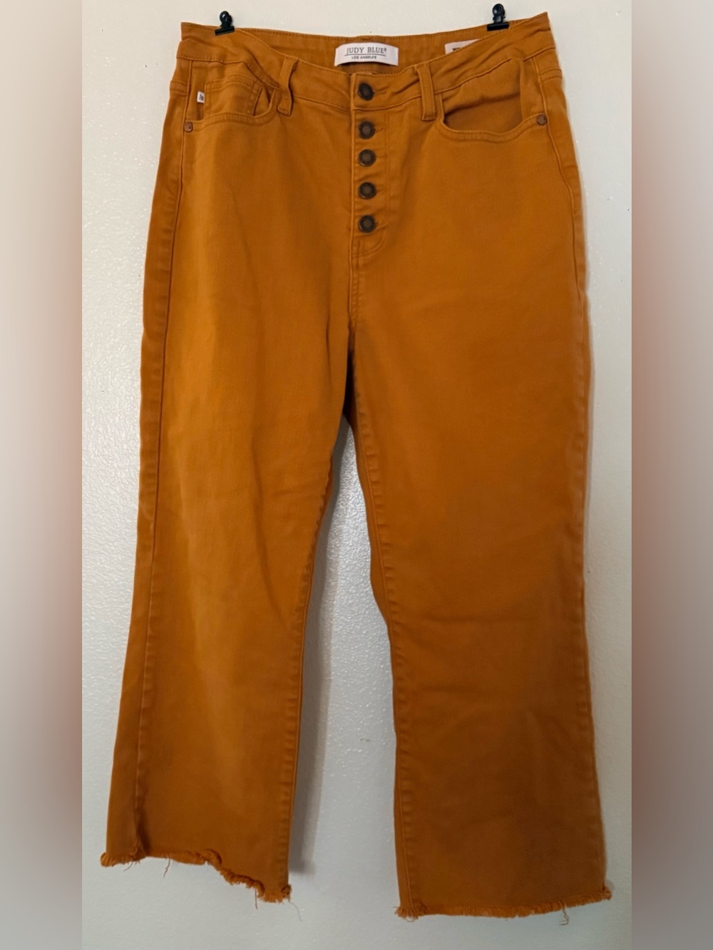 Judy Blue Mustard High Rise Wide Leg Crop Jeans Size 30